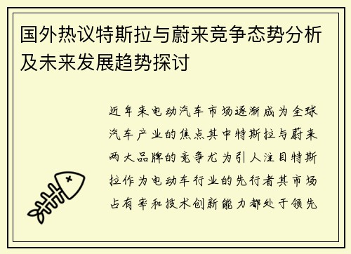 国外热议特斯拉与蔚来竞争态势分析及未来发展趋势探讨